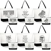 Locmeo 12 Pcs Book Club Gifts Book Tote Bag for Book Lovers Reading Quote Tote Bag Makeup Bag Reusable Cosmetic Bag with Metal Zipper Bookish Librarian Gifts for Women