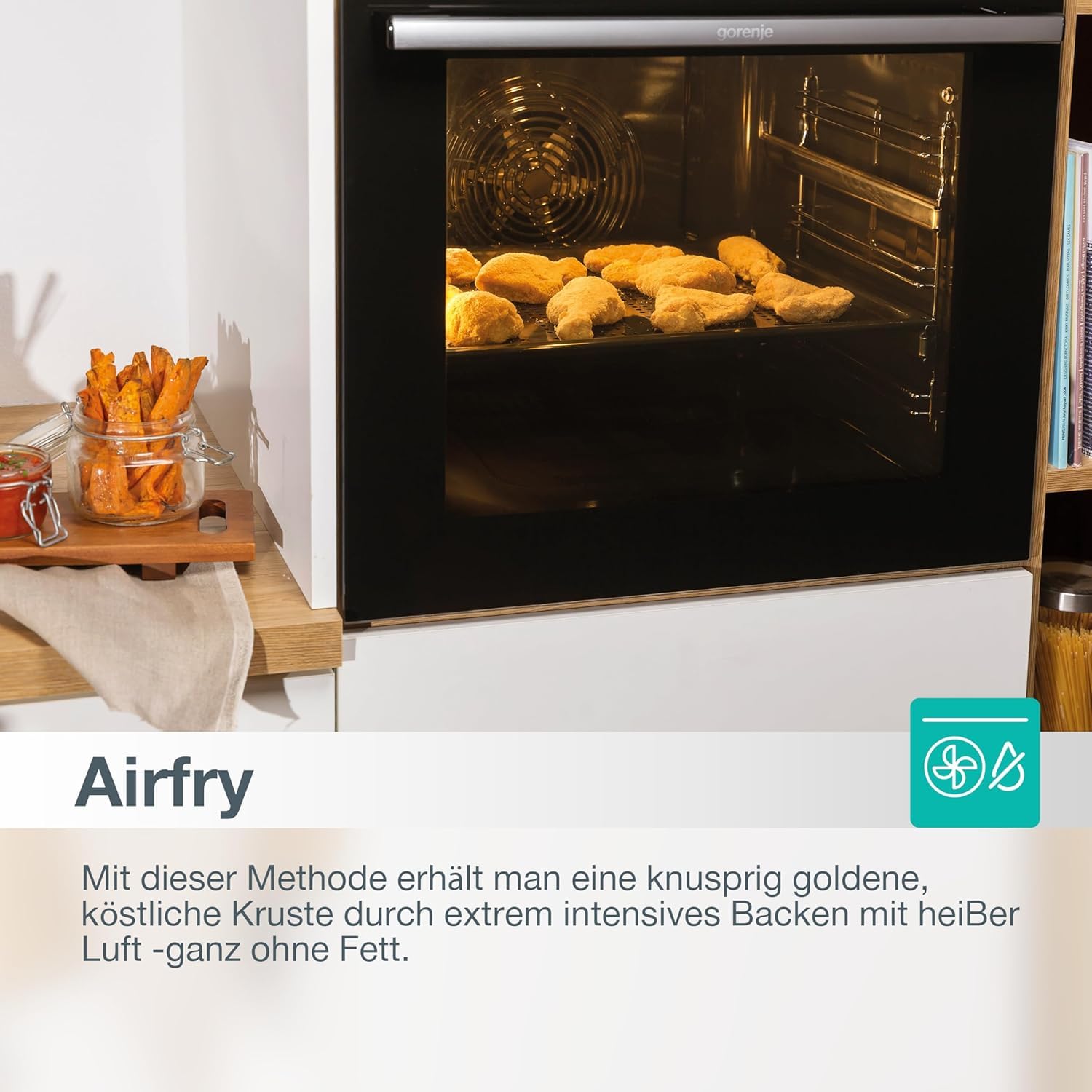 Gorenje OptiBake Advanced BPSA 6747 A08BG Einbau-Backofen / 77L / Heißluft / Pyrolyse / AutoBake / Touch Bedienung / Bratenthermometer / GentleClose & Open / SteamAssist / PizzaMode 300°C/ schwarz 6