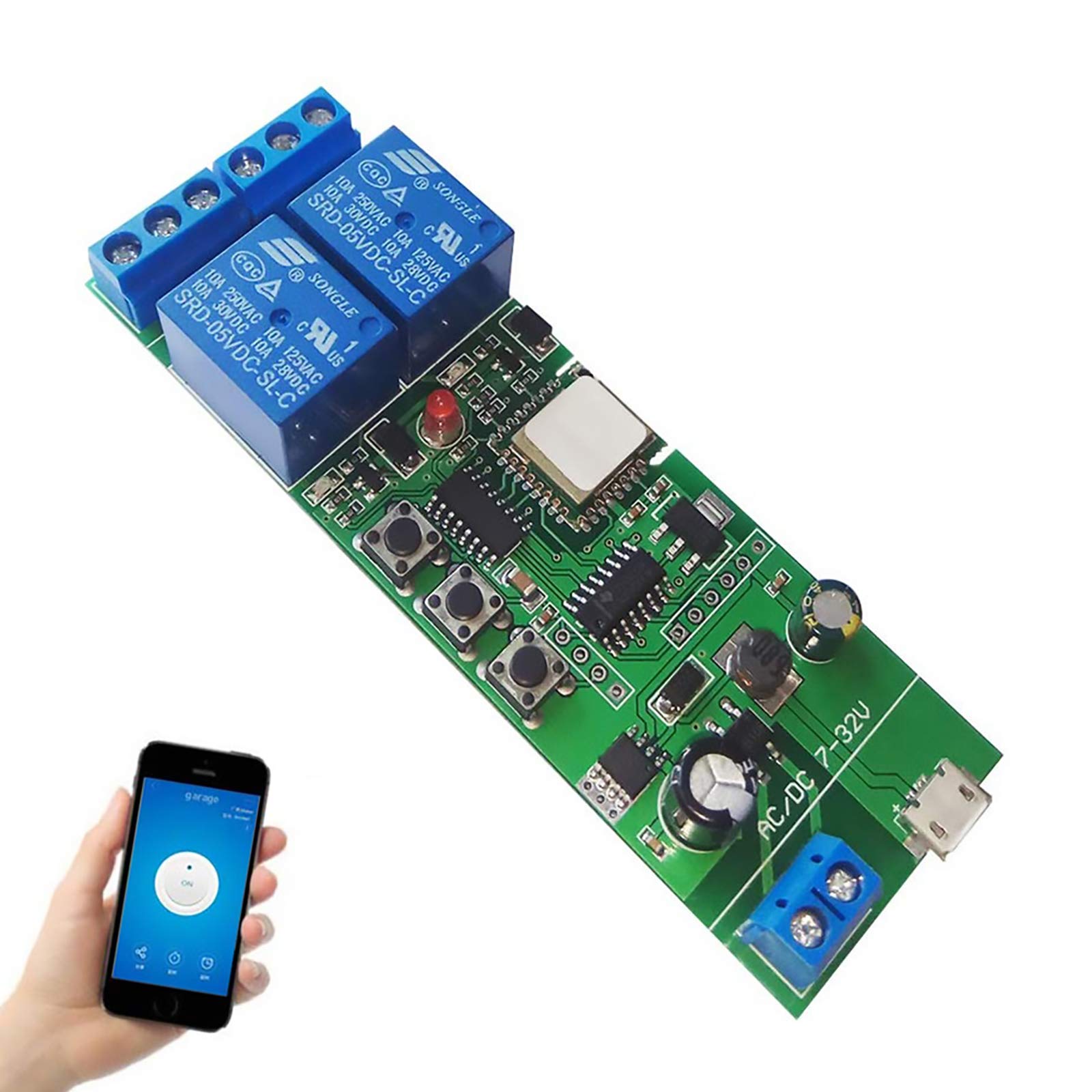 Newgoal WiFi Jog Relay Momentary/Self-Locking Switch DIY Module Smart Home Automation APP Control Compatible Alexa/Google Assiatant/IFTTT (DC2)