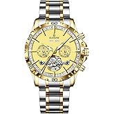 GLENAW Automatic Mechanical Watch Skeleton Stainless 30M Waterproof Watches Diamond Dial Business Casual Fashion