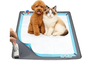 AIERSA Pee Pad Holder with Magnetic Clips 24" x 24" Floor Waterproof,Silicone Puppy Pad Tray for Dog Training Pads,Protection Potty Pad Holder with Raised Edges,Dog Pee Pad Holder Tray for Small Dogs