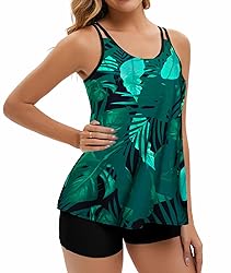 Womens Plus Size Swimsuit Push Up Floral Tankini