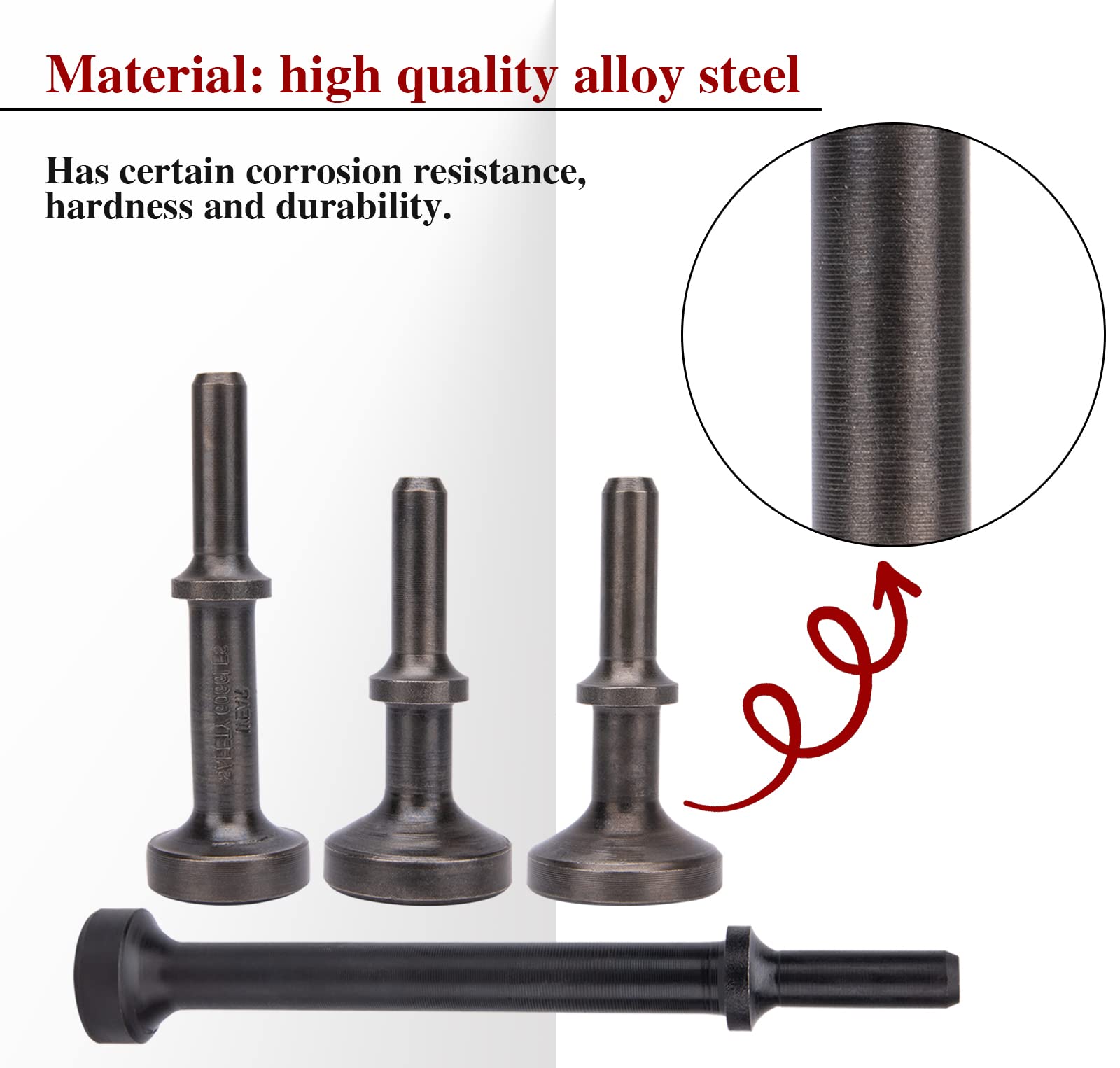 Smoothing Air Hammer Bits Set, 5Pcs Smoothing Air Hammer Tool Kit Air Hammer Atachments Air Chisel Bits, Extended Length Pneumatic Hammer Bit with Spring, Power Hammer Drills Tools & Home Improvement