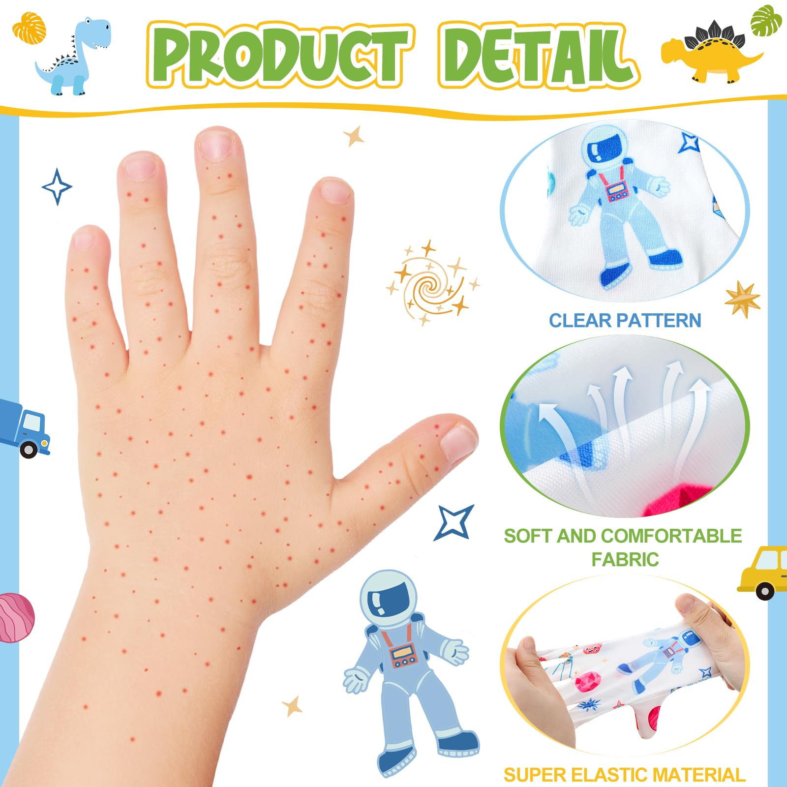 Xtinmee 20 Pairs Eczema Gloves for Kids Cotton Moisturizing Gloves for Sensitive Irritated Skin Eczema Reusable Elastic Hand Cover Soft and Does Not Hurt(Age 3-4 Years)
