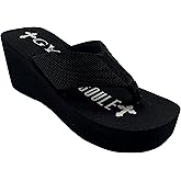 Gypsy Soule Women's Flip Flops 3" HEEL Comfort Sole Sandals - BLACK - Size 8