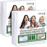 Twin Mattress Protector Waterproof 2 Pack, Skin Friendly and Breathable Twin Mattress Cover for Kids, Viscose Made from Bambo