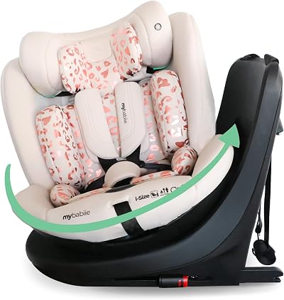 My Babiie MBCS300 Easy 360° Spin i-Size Baby Car Seat Pink Leopard