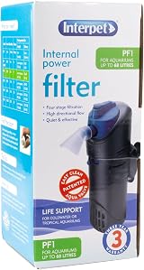 Interpet PF1 Internal Power Filter for Tanks up to 68 Litre Black/Blue view 2