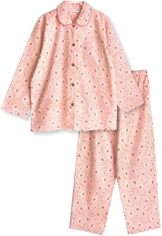 綿100 冬 長袖 レディース パジャマ ネル 起毛 素材 花チェック柄 Llサイズ ピンク パジャマ ルームウェアセット 通販 Amazon