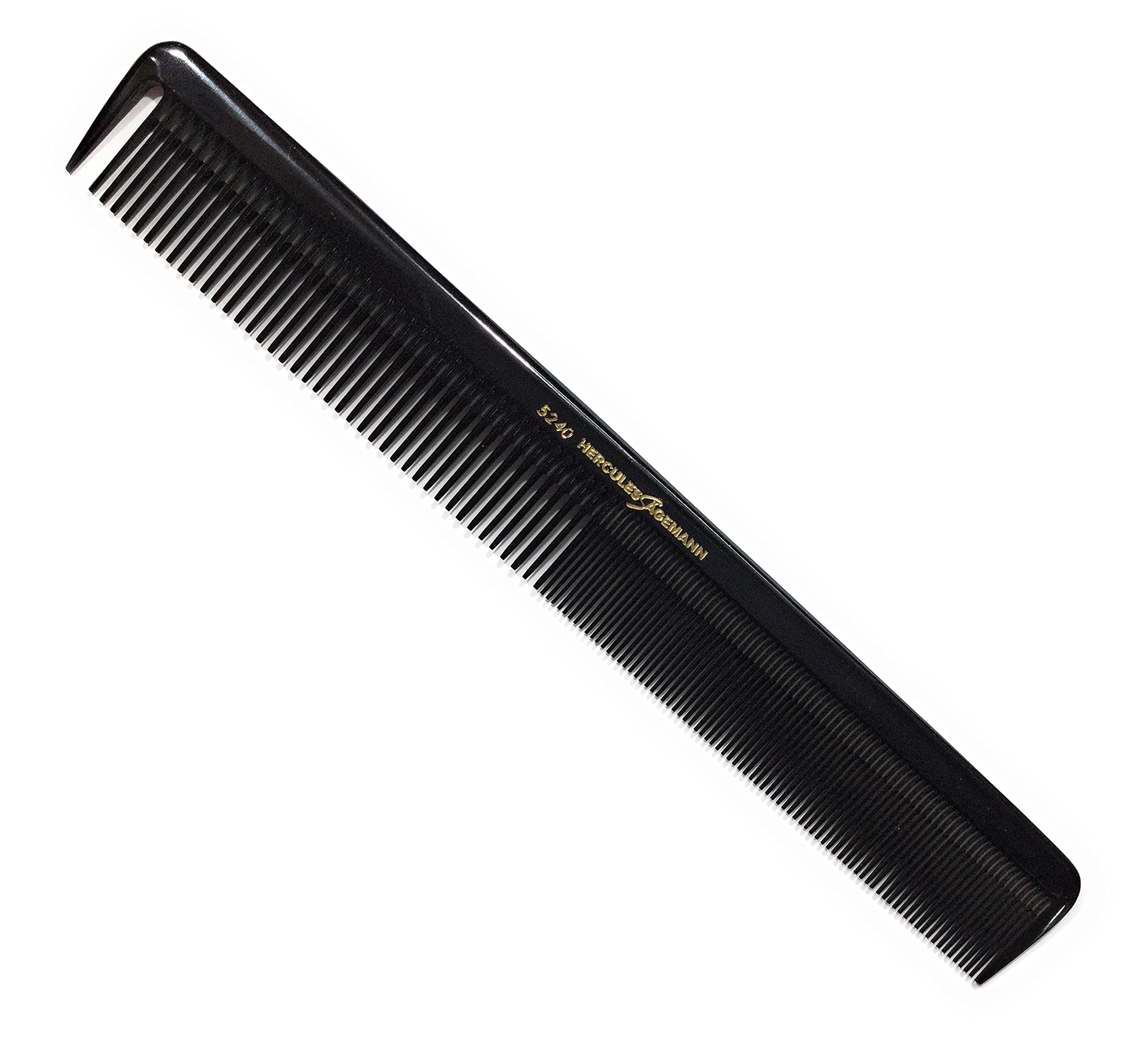 Hercules Sägemann 5240 Professional Hair Cutting Comb Natural Rubber Hair Comb with 2 Teeth Coarse + Fine 8.5 Inches Universal Comb Extra Long