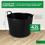 Neat 42L Flexi Tubs 5 Pack Green Large Buckets with Handles UK Made LDPE view 2