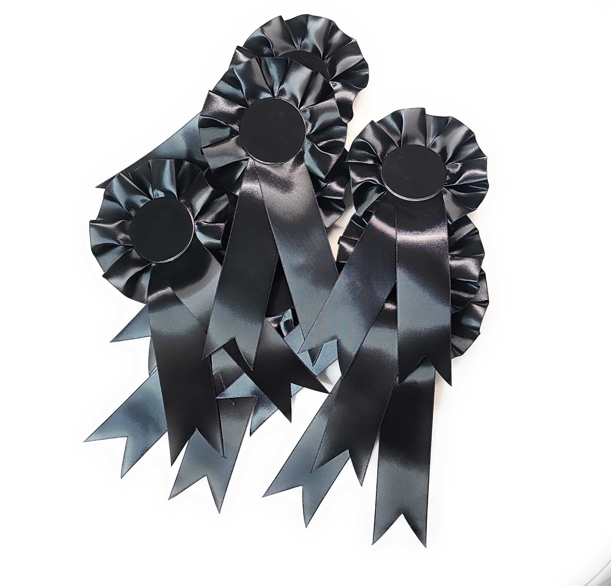10 X Mixed Blank Rosettes Quality 1 Tier Rosettes Celebration Sport Prizes Competitions Funerals School Awards Sporting Awards (Black 10pcs)