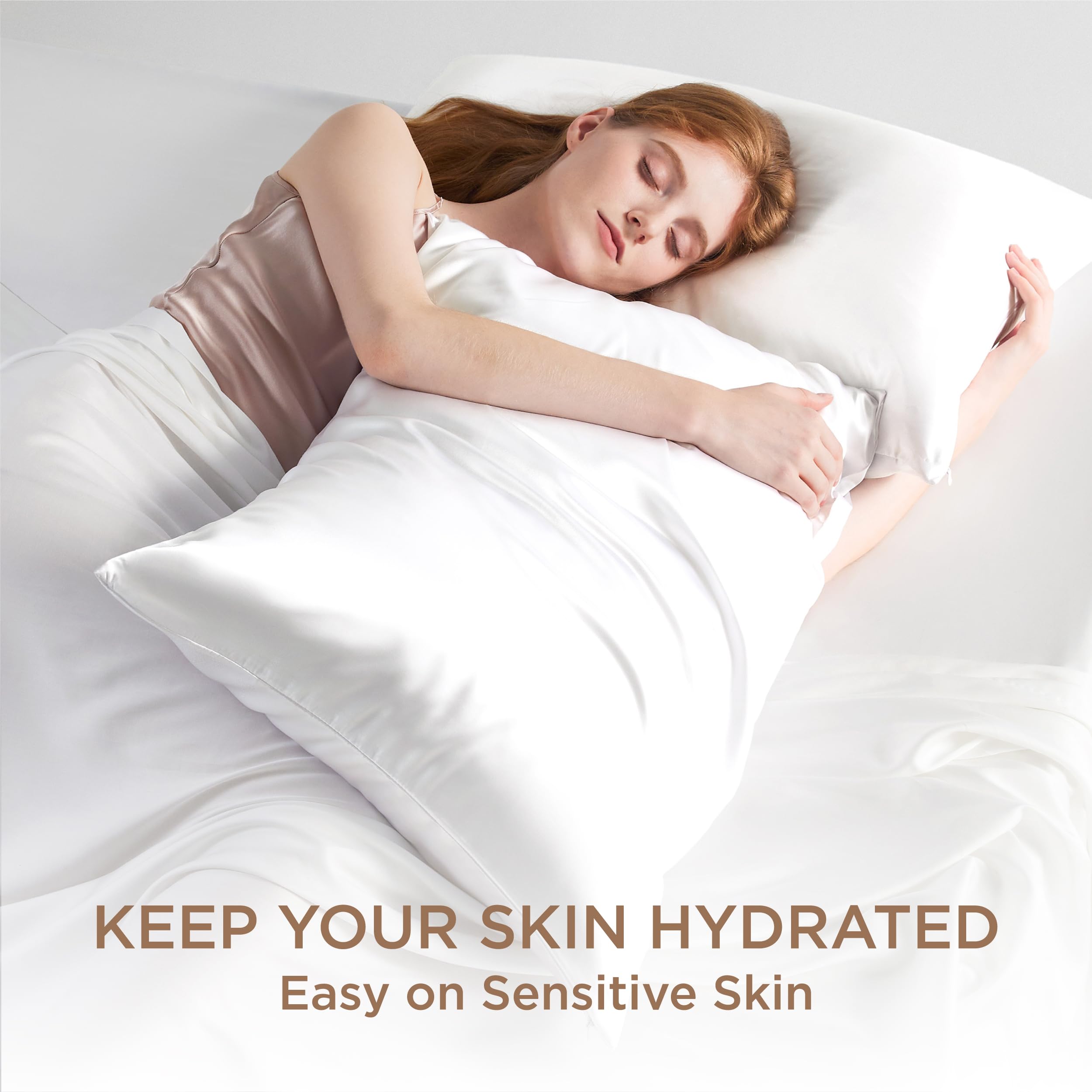 Bedsure 100% Mulberry Silk Pillowcase for Hair and Skin, White Silk Pillow Case with Hidden Zipper, Gifts for Women Men, Standard Size Single Pack,20x26 Inches - Image 5