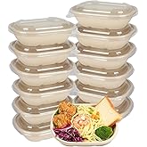JAYEEY 20 oz Disposable salad bowls with lids, Sugarcane Fiber Paper Bowls take away Bagasse food containers meal prep deli container 50 Pack