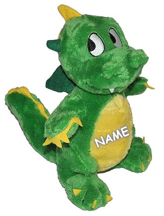 Unbekannt Plüschtier grüner Drache 24 cm - inkl. Name - superweich - Stofftier Drachen Kuscheltier groß Knuddeltier süßer Plü