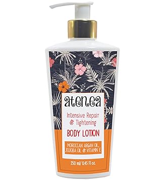 Atenea Organic Intensive Skin Repair & Tightening BODY LOTION with Moroccan Argan Oil, Jojoba Oil & Vitamin E. 250 ml