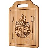 AceThrills Papa Gifts for Papas Christmas Gifts from Grandkids for Birthday, Father‘s Day - Engraved Bamboo Cutting Board 12.3"L x 8.7"W x 0.4"Th