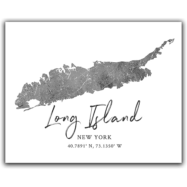 Long Island neighborhood map art FRAMED, available in several colors