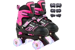 CELETOY Kids Roller Skates, Adjustable Size Girl Roller Skates for Kids Beginner, Toddlers Roller Skate with 8 Light Up Wheels, Outdoor Roller Skating for Boys, Girls, Skating Shoes for Ages 3-12