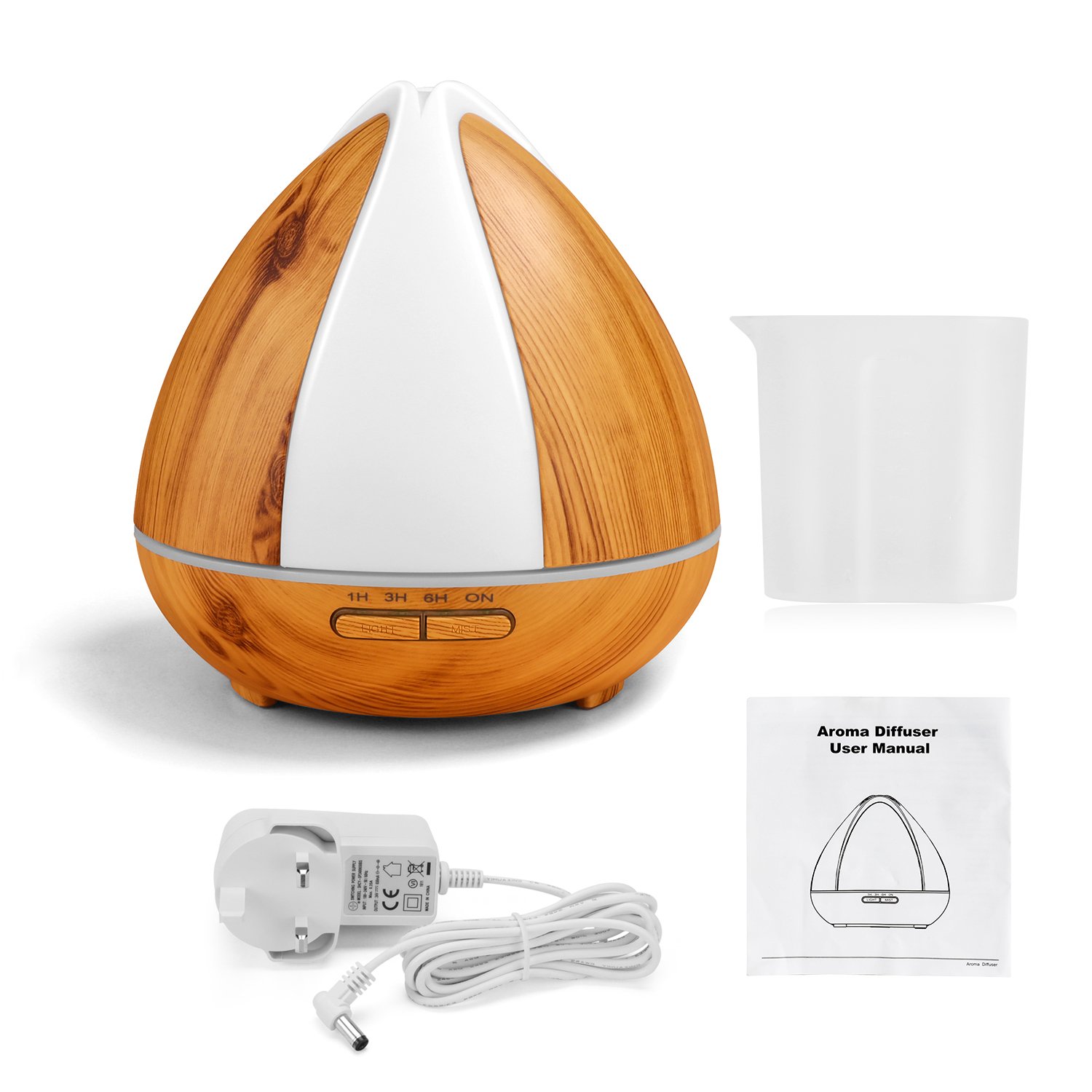 OMOTON Ultrasonic Aroma Diffuser 300ML Cool Mist Humidifiers Aromatherapy with 7 Adjustable LED Lights, Essential Oils Air Purifier, Super Quiet