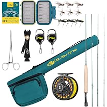 SF Fly Fishing Rod Combo Starter Kit - 4 Piece 3WT 7.6FT Emerald