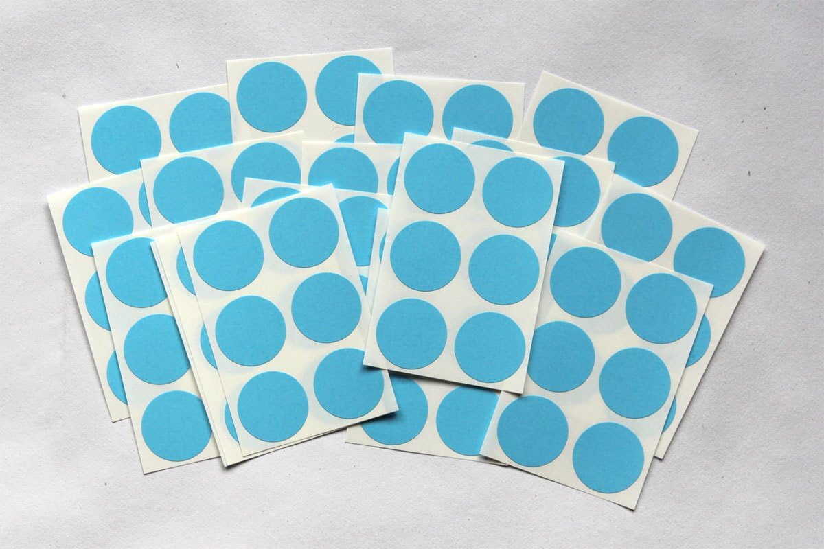 100 Light Blue Round Stickers - Sticky Coloured Self Adhesive Labels for Colour Coding
