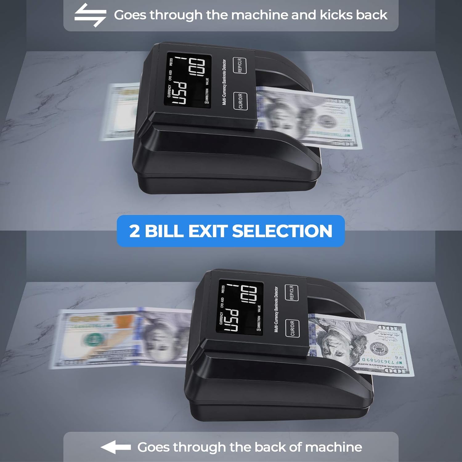 MUNBYN Portable Counterfeit Bill Detector Machine, Value Counting, 4 Orientation, Ultra-Compact, UV MG IR Detection, Multi Currency, Rechargeable Counterfeits Money Detector for Cashier, Driver : Office Products