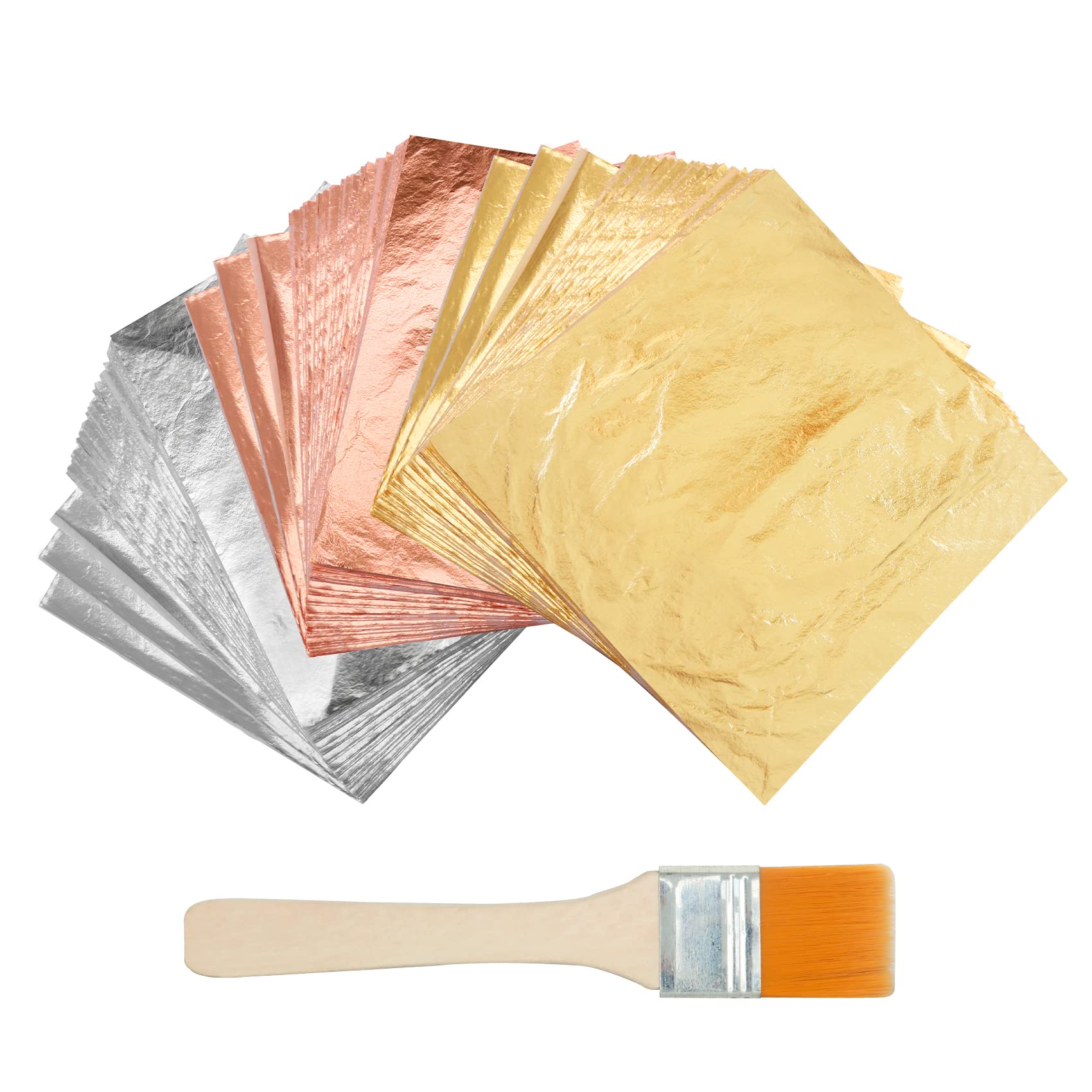 KINNO Multipurpose Gold Leaf Kit - 300 Sheets 16 x 16 cm for Gilding, Art, Crafts, Resin Art, Furniture, Canvas, Decorating