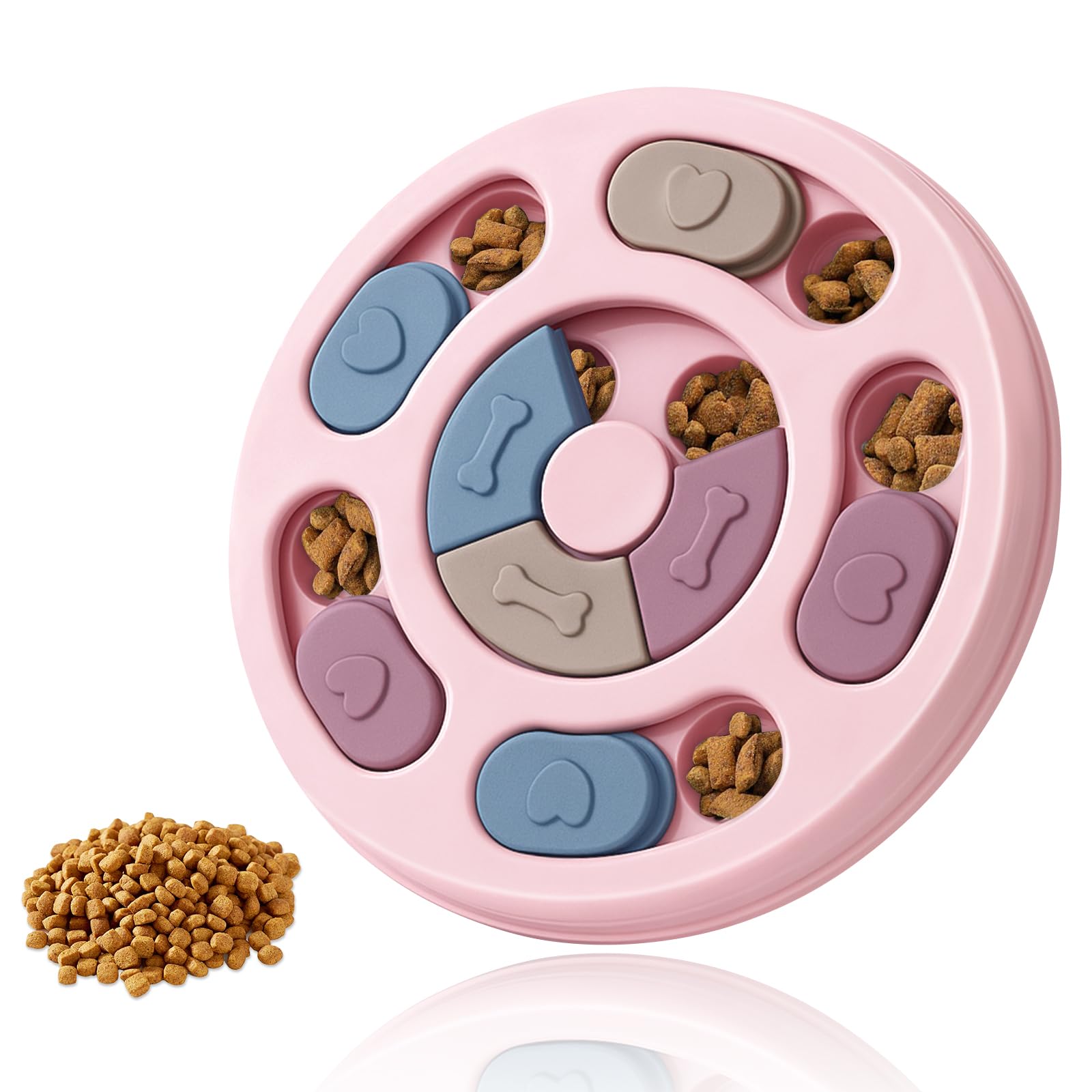 Flow fire Dogs Puzzle Slow Feeders Toy, Interactive Dog Treat Puzzle for Boredom Enrichment Stimulation IQ Training(Pink)