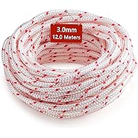 Klfte Recoil Starter Rope Pull Cord 3.0mm 12-Meter/40ft for Lawn Mower Cord Recoil Rope Nylon Starter Cord Recoil Starter Rop