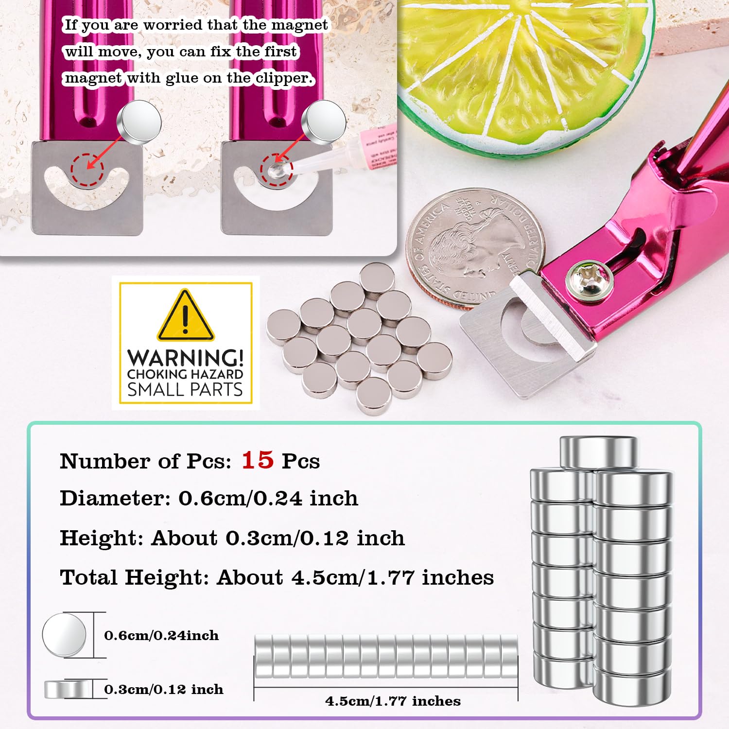 Violet Red Premium Adjustable Nail Clippers with Magnets Sizers for Acrylic Nails, Stainless Steel Nail Cutter Trimmer for Artificial Fake False Tips Manicure Sharp Blade Clip Tool for Salon Beauty - Image 2