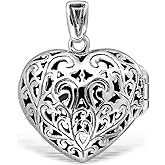 WithLoveSilver Sterling Silver 925 Vintage Style Cut Out Heart Love Locket Pendant