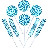 Blue Swirl And Twisty Lollipops - 24 Candy Suckers Individually Wrapped Bulk - Great for Candy Buffet - Baby Boy Candy - Birt