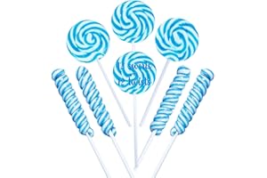 RBBZ PARTY Blue Swirl And Twisty Lollipops - 24 Candy Suckers Individually Wrapped Bulk - Great for Candy Buffet - Baby Boy Candy - Birthday Favor Candy