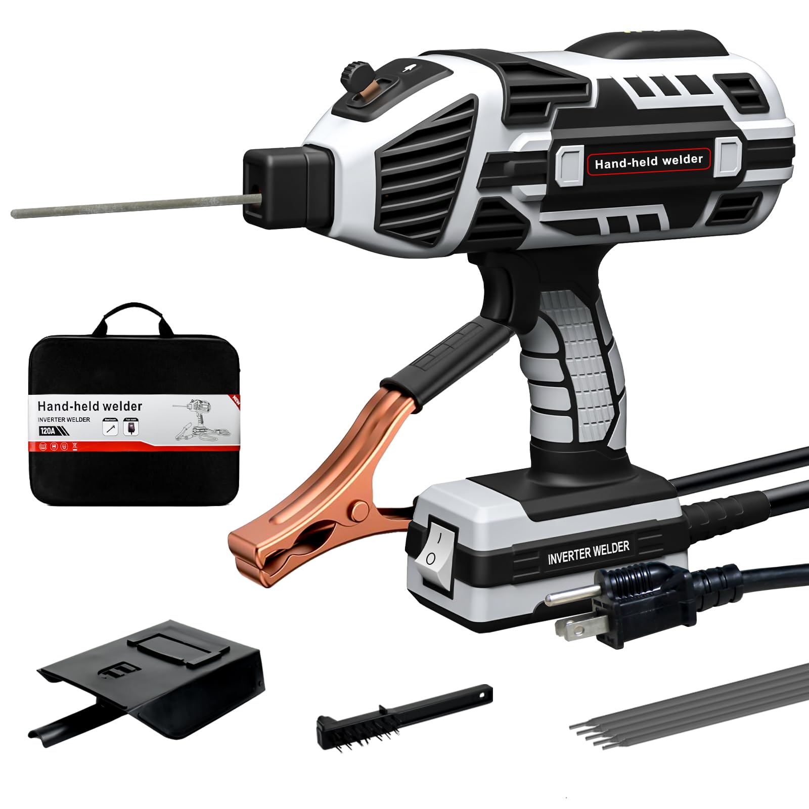 Photo 1 of YesRight Welding Machine Handheld 110V 120Amp Portable ARC Welder Gun Hand Held Welder Machine with Digital Display IGBT Inverter 6 Variable Current Adjustment for 1/16''-1/8'' Welding Rods