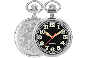 Alwesam Pocket Watch Copper Hand Wind Mechanical Pocket Watches Steampunk with Chain&Box