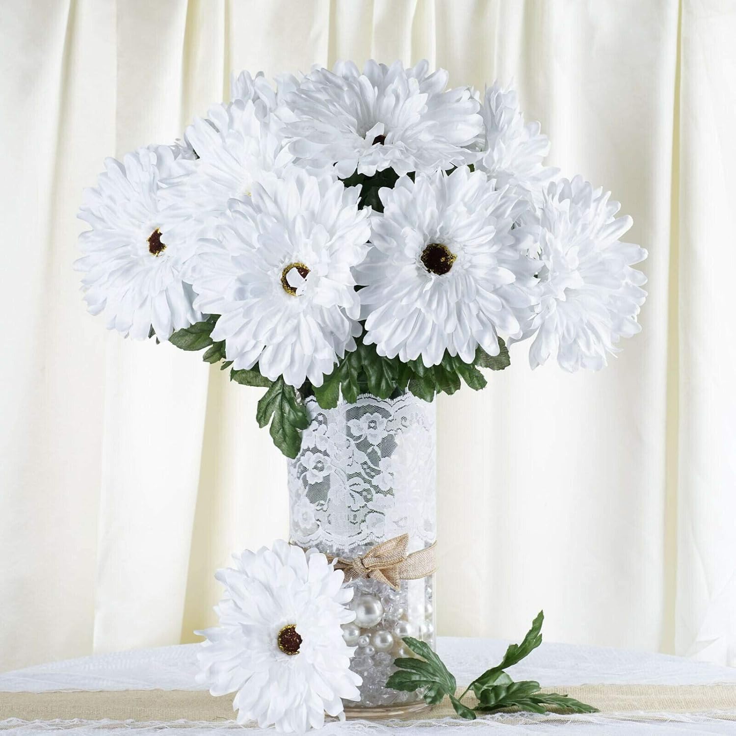 White 28 GERBERA DAISY FLOWERS 4 Bushes Wedding Bridal