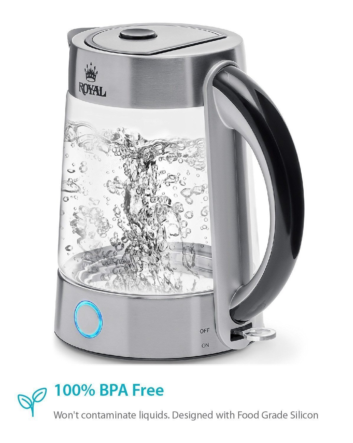 Royal Electric Kettle (BPA Free) Fast Boiling Glass Tea Kettle (1.7L) eBay