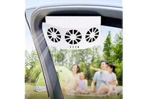 MYUOOT Solar Car Fan Auto Power Air Vent Fan for Car,portable Saving Energy Vehicle Window Cooler Fan, Car Exhaust Fan Cooler Circulate Ventilator,suitable for Most Cars,White