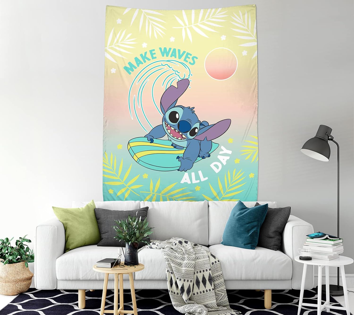 Tapestries - Jay Franco Disney Lilo & Stitch Make Waves All Day Tapestry – 60 x 80 Inch Wall Hanging – Kids Room Décor (Official Disney Product)