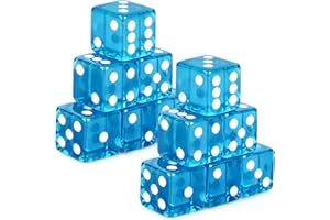 Abilat 12 Pieces 19mm Casino Dice Set Translucent 6 Sided Game Dices Square Corner Acrylic Dice for Casino Vegas Theme Birthday Party Supplies Board Games Classroom Teaching (Light Blue)