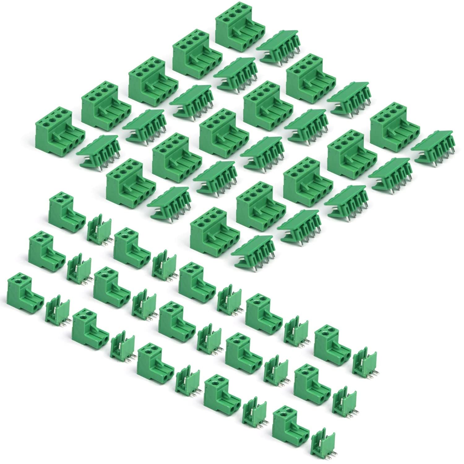 YUSHIBO 30 Pairs 250V 10A 5.08mm Pitch 2Pins/4 Pins Plug-in PCB Screw Terminal Block Connector PCB Terminal Block