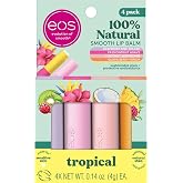 eos 100% Natural Lip Balms - Raspberry Kiwi Splash, Passionfruit Agave, Coconut Sugarcane, &amp; Guava Berry Punch, All-Day Moisture Lip Care, 0.14 oz, 4-Pack