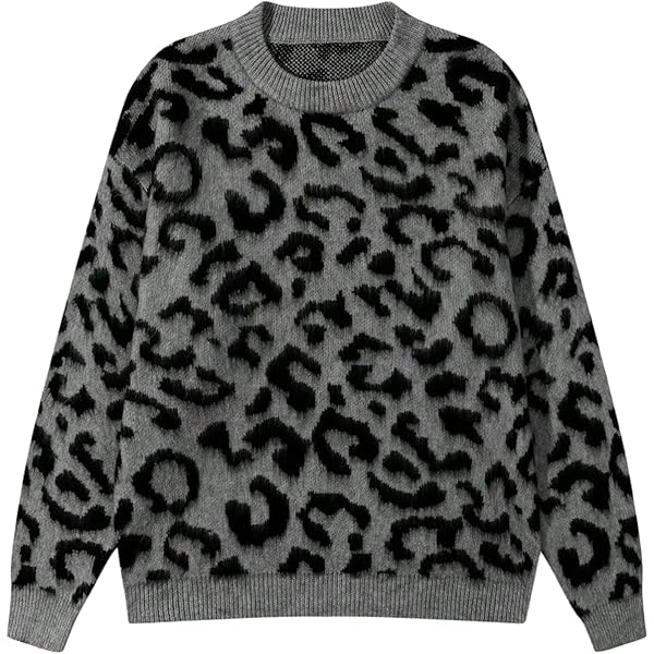 Dalicoter Mens Long Sleeve Sweatshirt Crewneck Leopard Print
