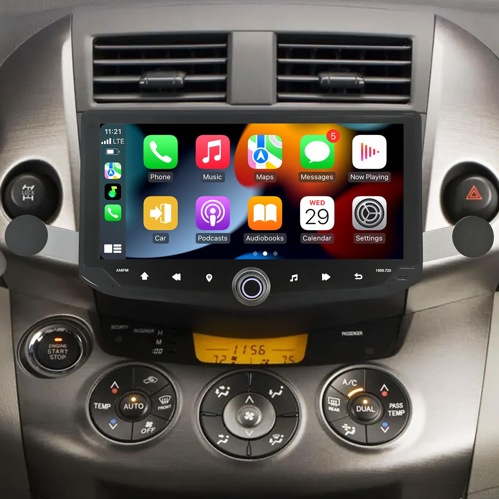 Photo 1 of 10.88 inch Car Radio for Toyota RAV4 2006-2012 Upgrade Stereo Radio Replacement with CarPlay Touch Screen Android Auto Bluetooth GPS SWC WiFi Backup Camera Phone Holder