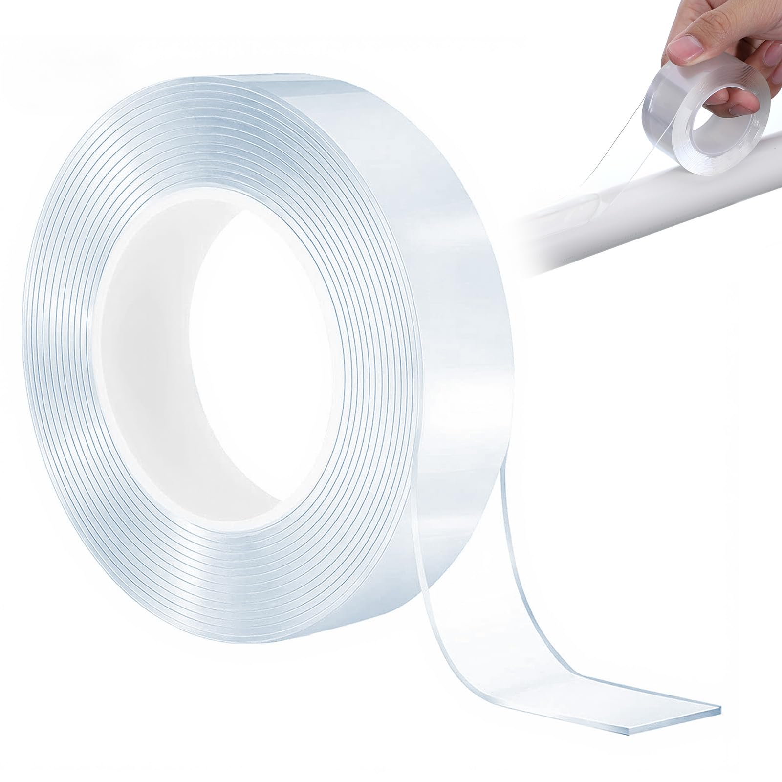 Photo 1 of 1.2 Inch Widen Curtain Rod Tape, Adhesive Glide Tape for Curtain Rods, Adhesive Curtains Tapes Clear Smooth and Silent Hard Surface Drapery Ring Tapes for Easy Slide Shower Curtains Rings, 10ft Long