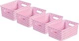Curver My Style Rattan Effect 4 x 4 Litre Storage Baskets Pink
