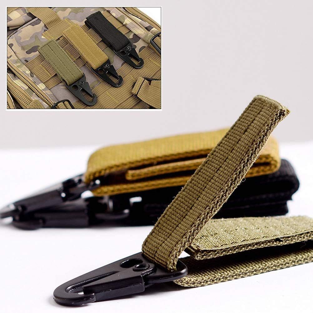 6 Moschettoni Tattici Neri Con Portachiavi - In Nylon, Per Escursionismo, Campeggio, Attività Outdoor - Foto 11