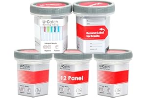 U Catch[5 Pack] 12 Panel Drug Test Kit: Multi Drug Urine Test Cup with Temperature Strip Rapid Detection at Home Screening Test Kit-No Leaking Large Size Detection Cup