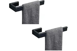 JOPOFI 2-Piece Hand Towel Holder, Towel Ring - Thicken SUS 304 Stainless Steel Towel Holder for Bathroom Wall, 8" Rectangular Modern Design Hand Towel Bar, Contemporary Hand Towel Rack - Matte Black